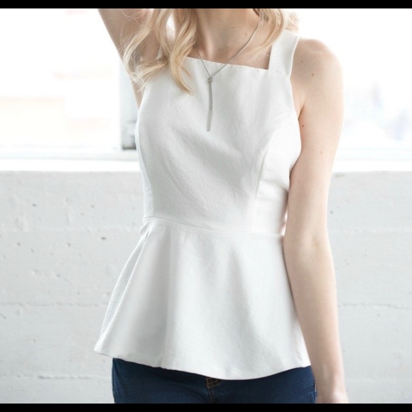 White Bow Tie Back Peplum Blouse - Picture 5 of 6